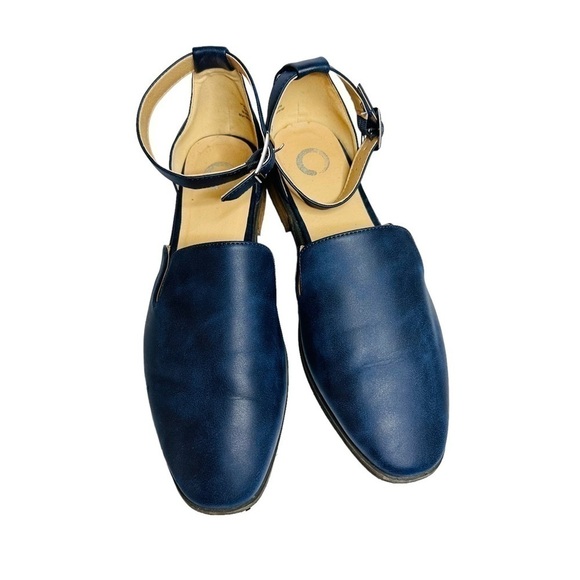 Journee Collection Loretta Sandals Navy Blue Faux Leather‎ Women's Size 11 - Picture 8 of 9